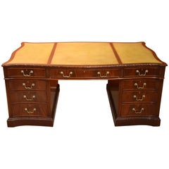 Antique George III Style Mahogany Serpentine Partners Desk
