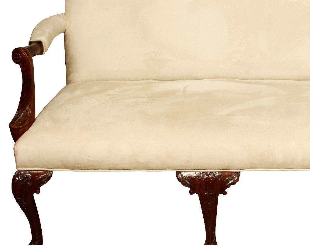 Unknown George III Style Mahogany Settee in Suede