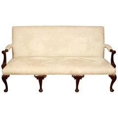 George III Style Mahogany Settee in Suede