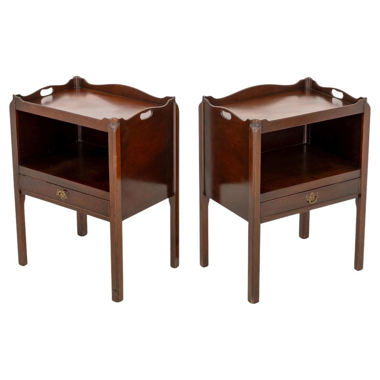 George III Style Mahogany Side Tables, Pair For Sale