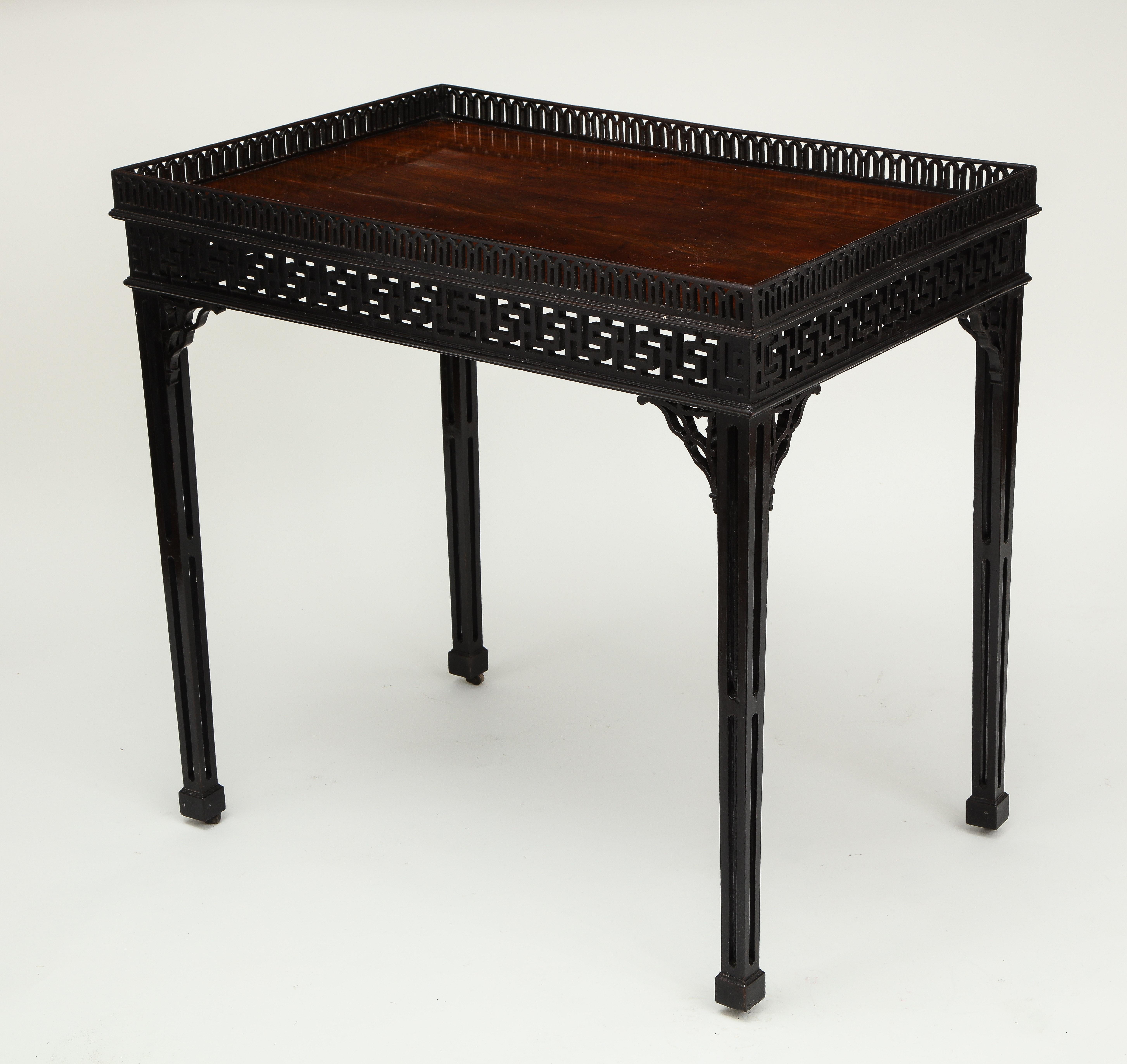 Chinese Chippendale 19th Century Chippendale Mahogany Silver Table For Sale