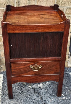 George III Style Mahogany Tambour Door Bedside Side Table