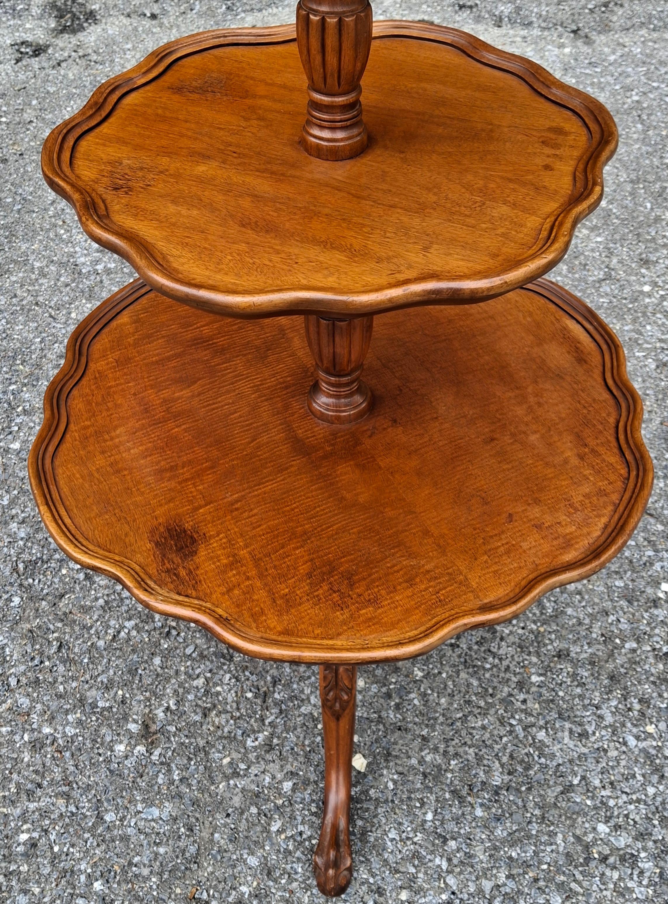 Carved George III Style Mahogany Three Tier Dumdwaiter by Mersman For Sale