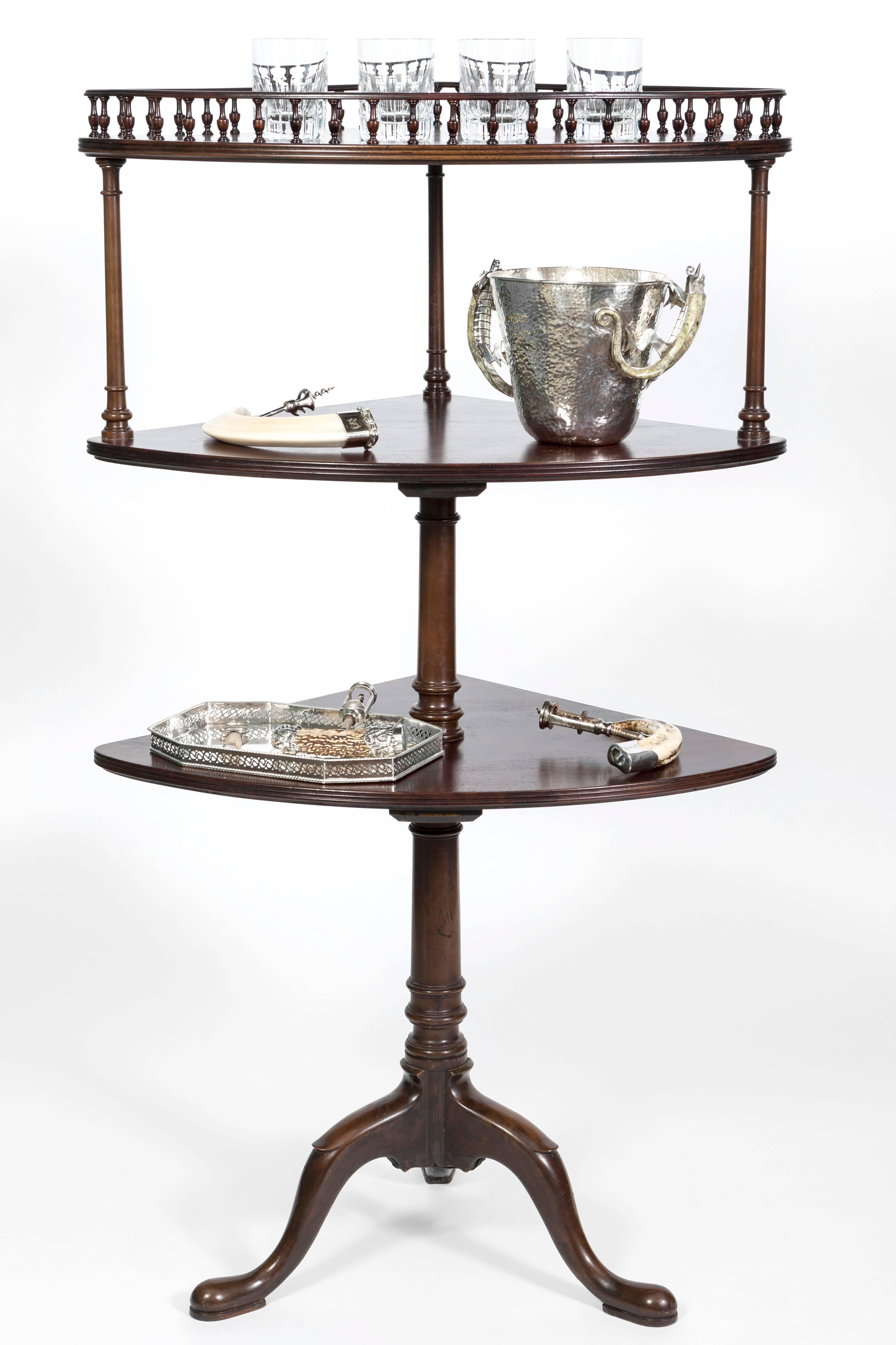 19th Century Mahogany Three-Tiered Corner Stand with Gallery Rail For Sale 1