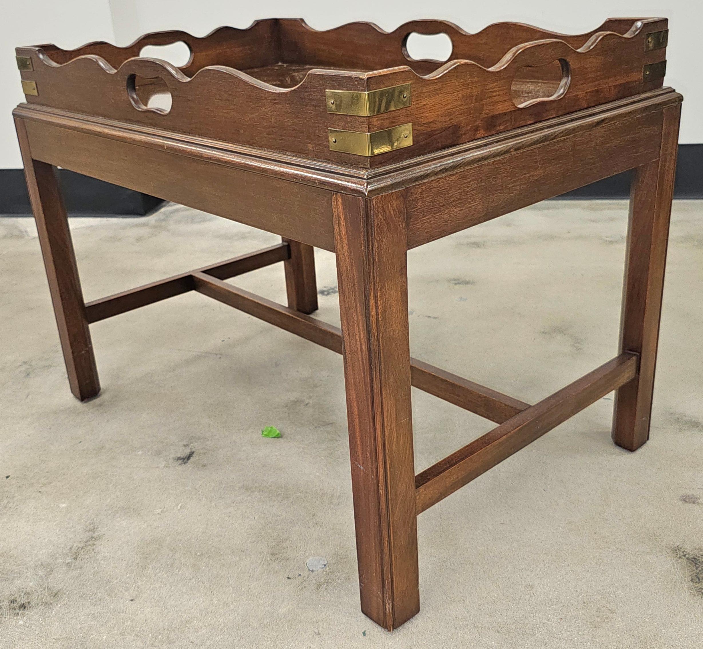 Stained George III Style Mahogany Tray Top Cocktail Table For Sale