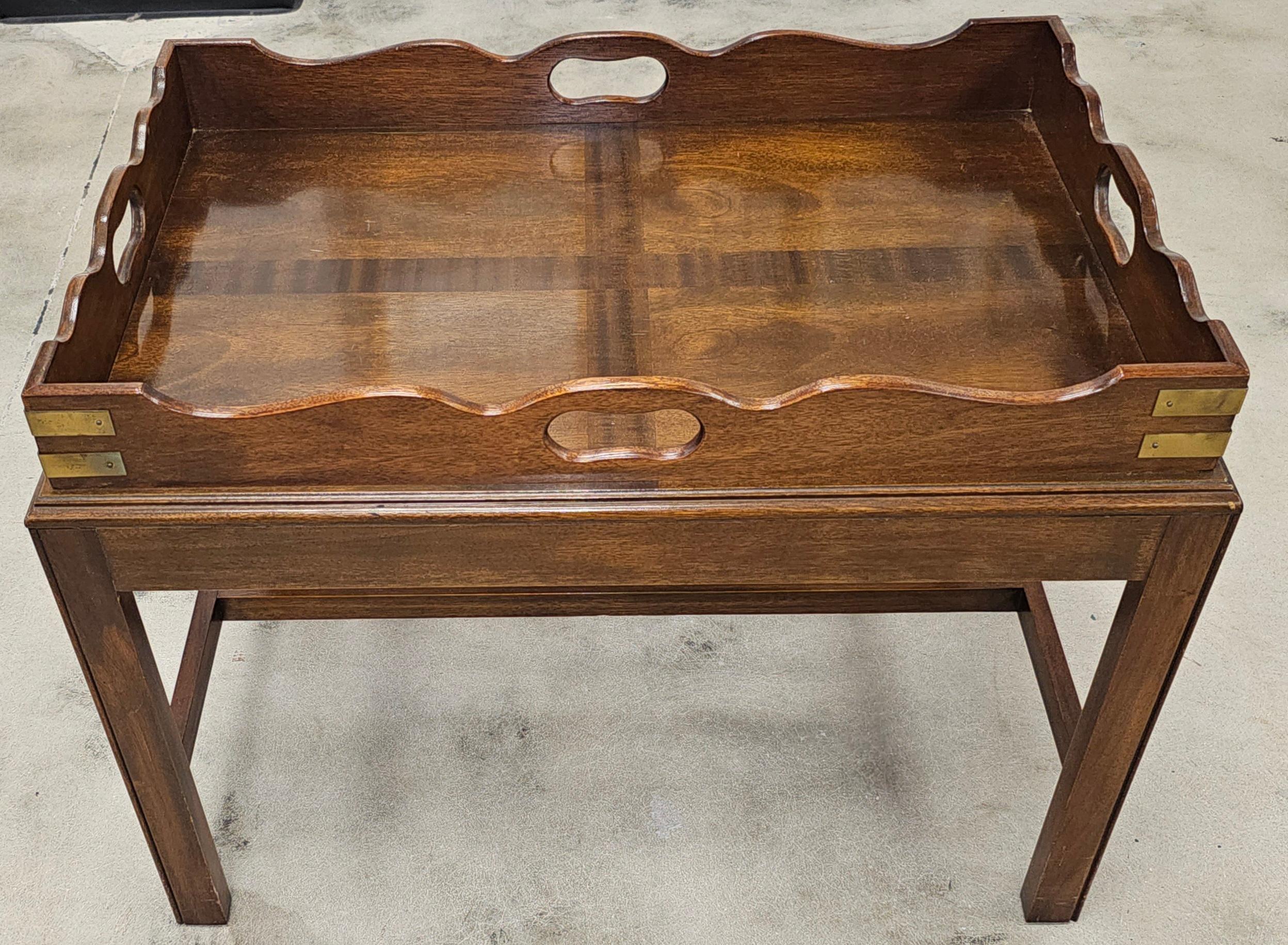 20th Century George III Style Mahogany Tray Top Cocktail Table For Sale