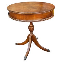 Early 20th Century George III Style Mahogany Two-Drawer Drum Table