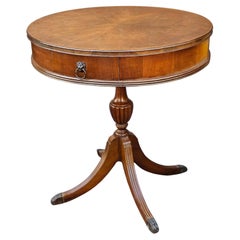 Antique Early 20th Century George III Style Mahogany Two-Drawer Drum Table