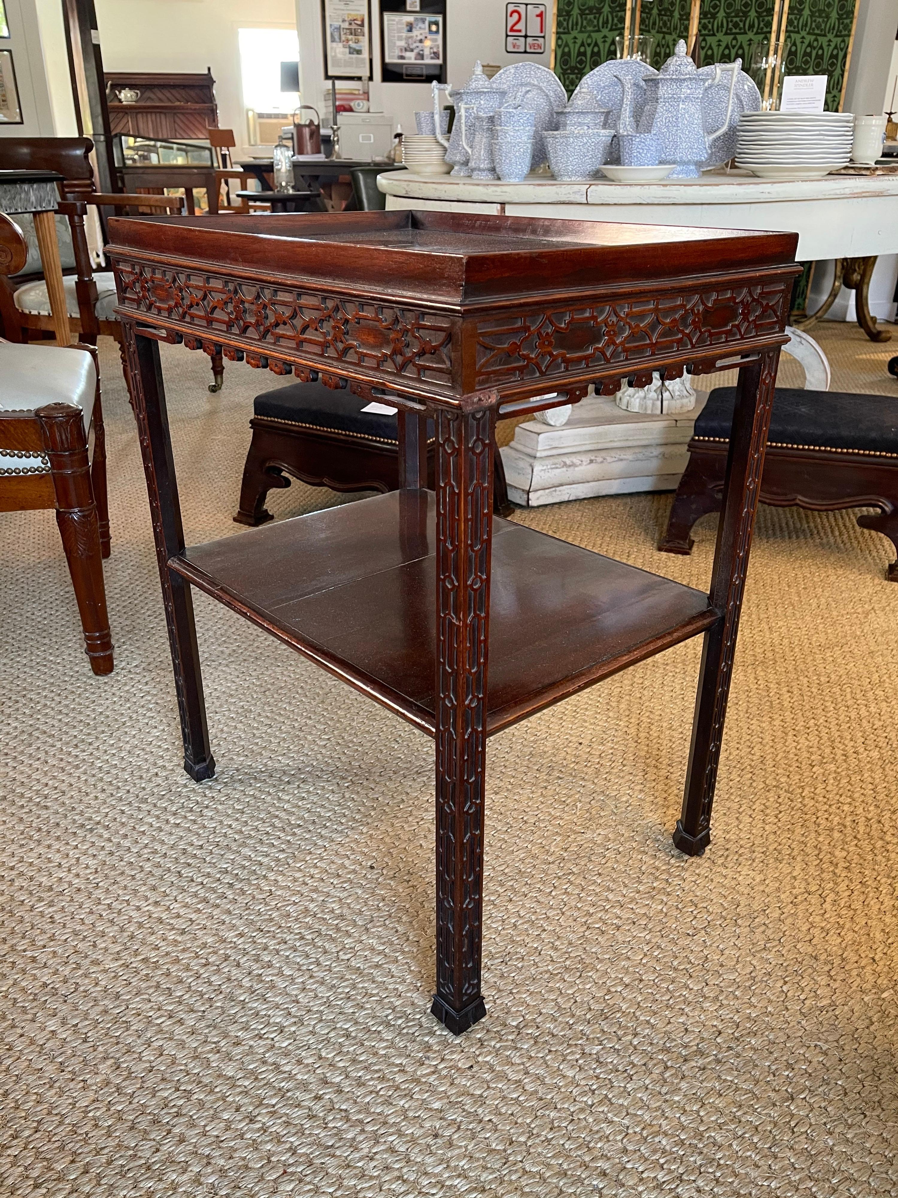 English George III Style Mahogany Two Tier Side Table or Bar