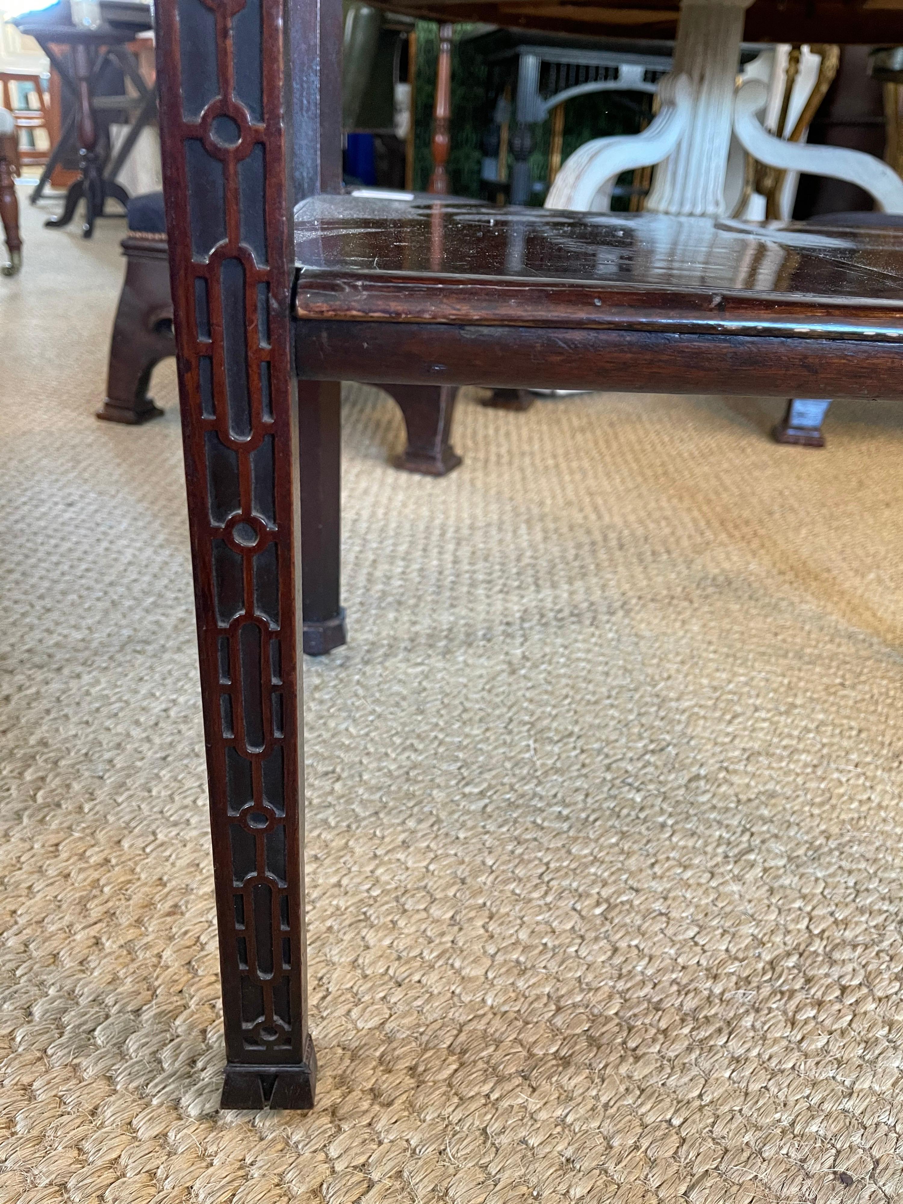 George III Style Mahogany Two Tier Side Table or Bar In Good Condition In Essex, MA