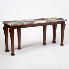 George III Style Marble Top Mahogany Serving / Console Table, Early 20th Century