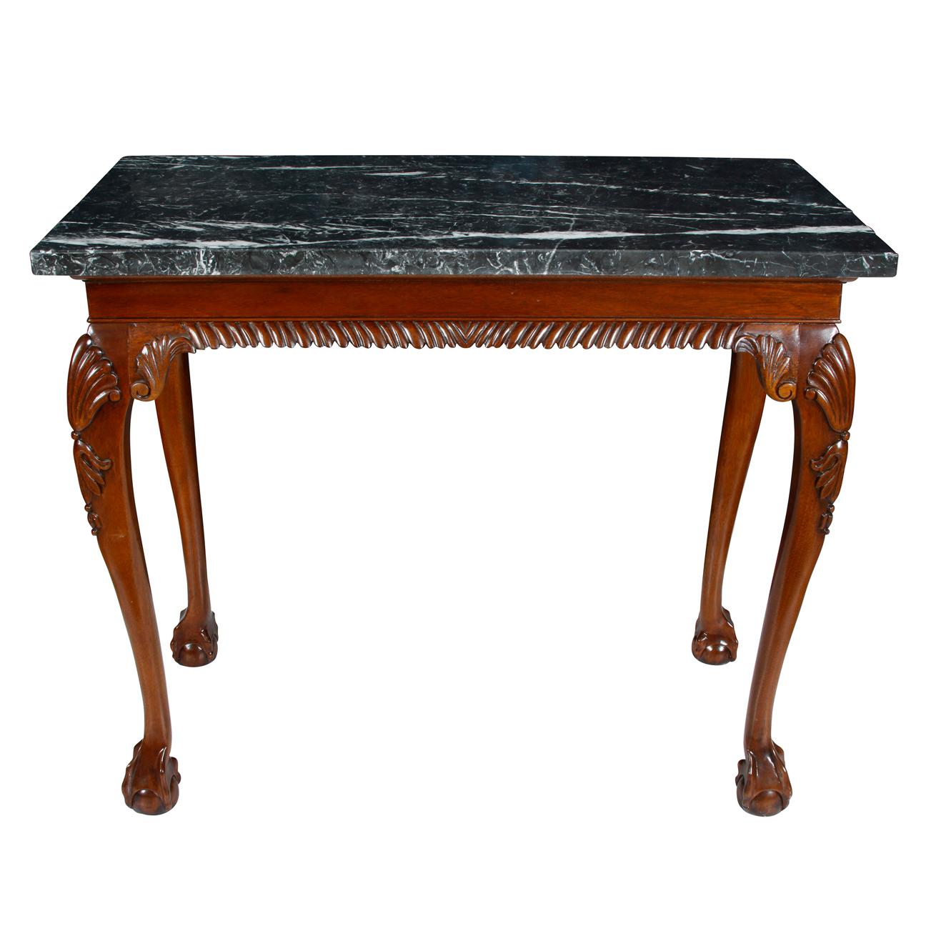 20th Century George III Style Marble Top Walnut Console For Sale