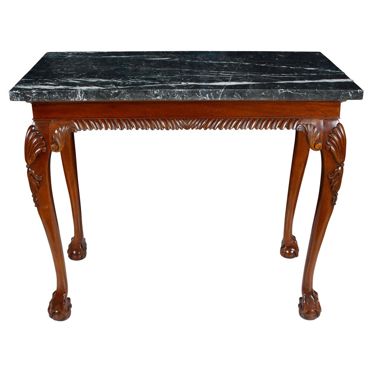 George III Style Marble Top Walnut Console