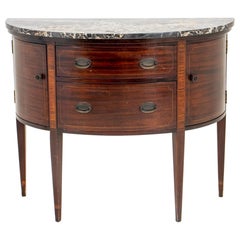 George III Style Marble Topped Demilune Console