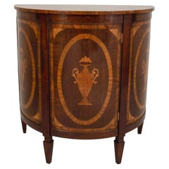 George III Style Marquetry Demilune Cabinet
