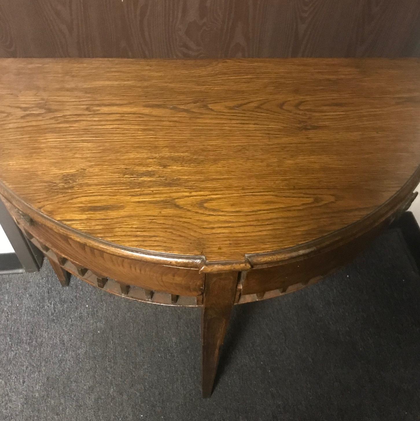 George III Style Oak Demilune Console Table, 19th Century In Good Condition In Cypress, CA