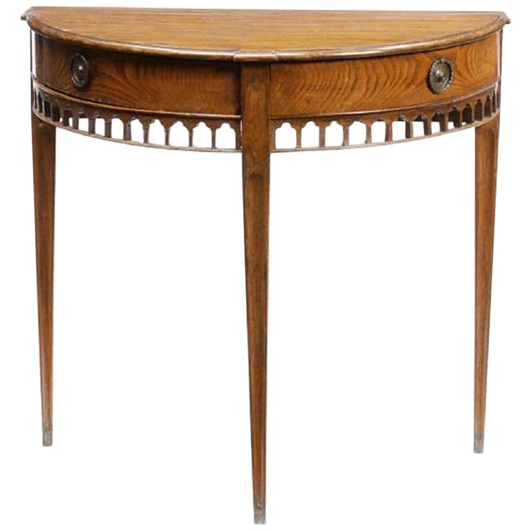George III Style Oak Demilune Console Table, 19th Century