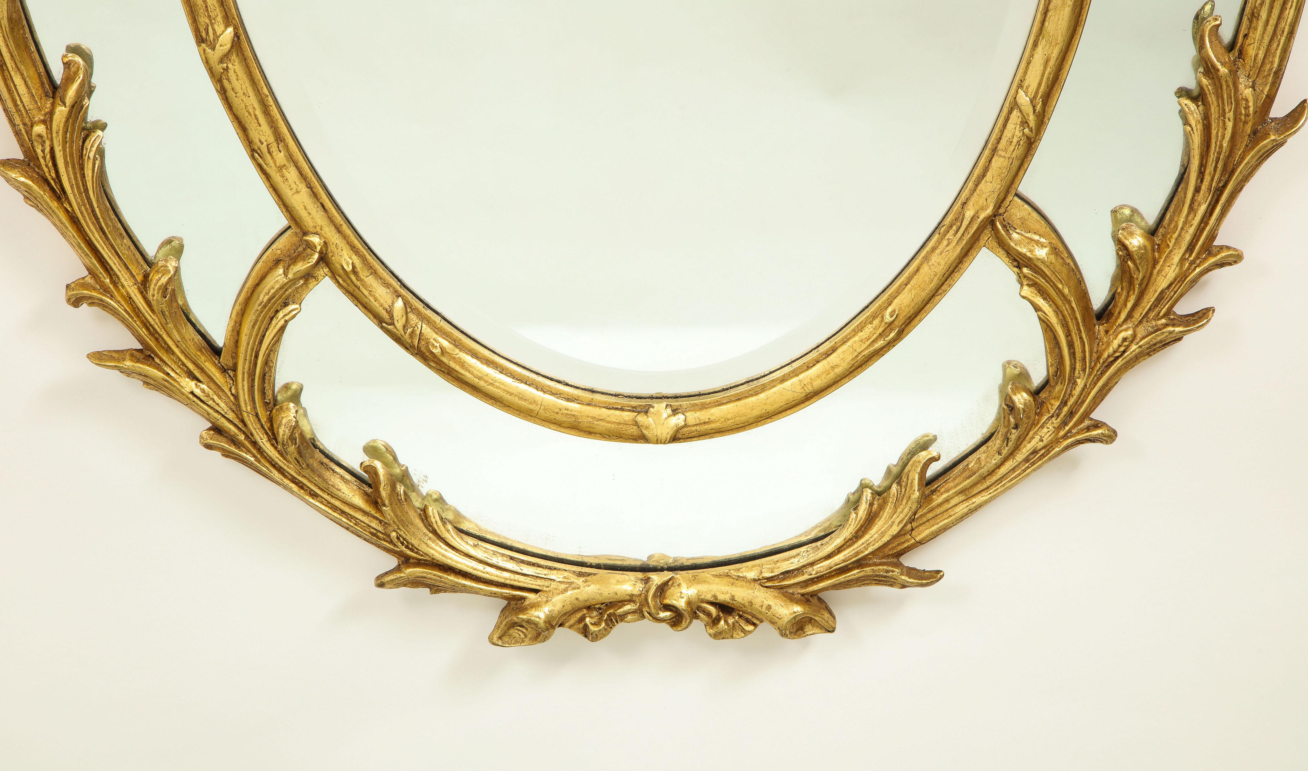 Adam Style George III Style Oval Giltwood Border Glass Mirror For Sale