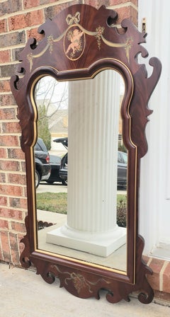 George III Style Painted and Decorated Mahogany Wall Mirror
