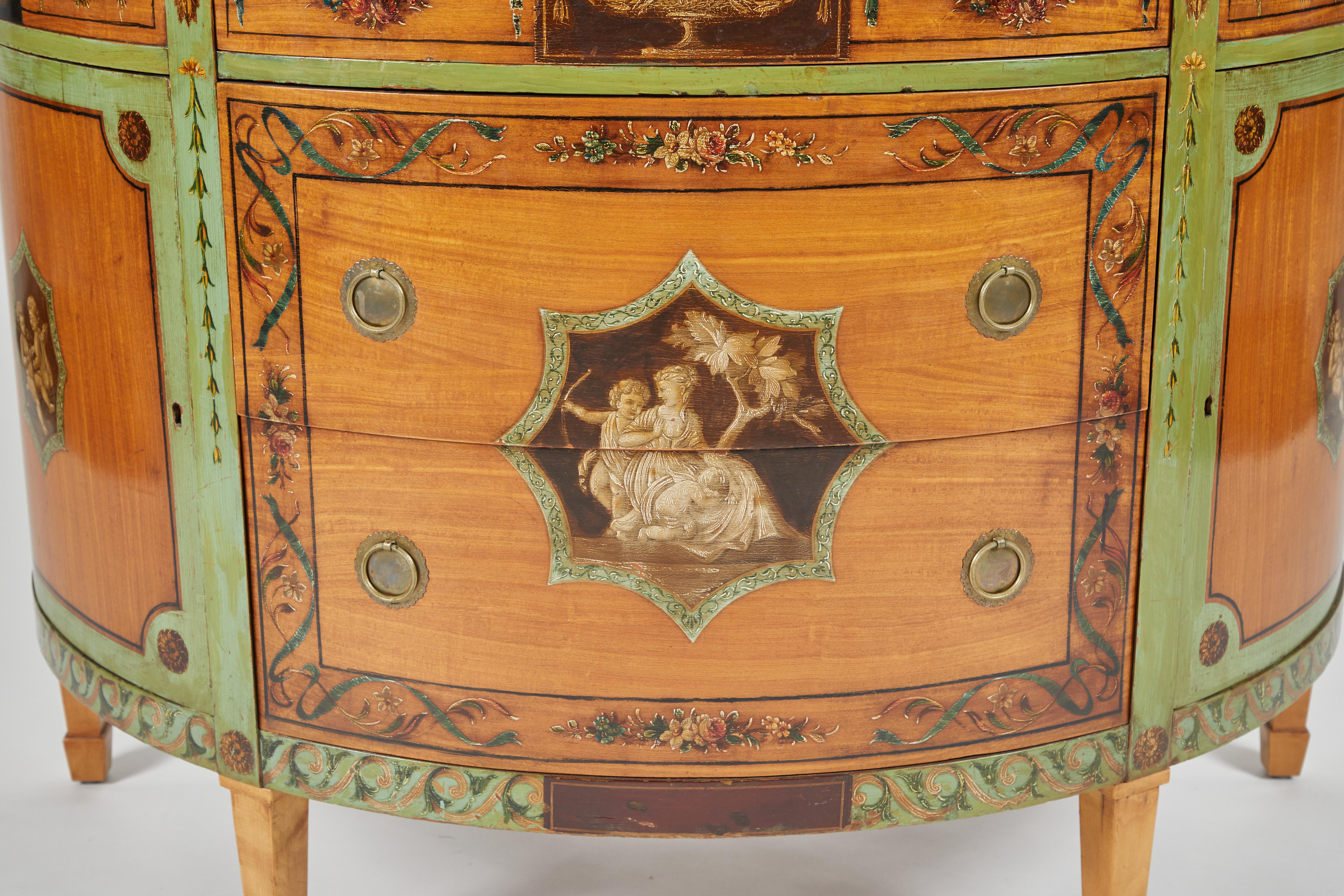 English George III Style Painted Satinwood Cabinet