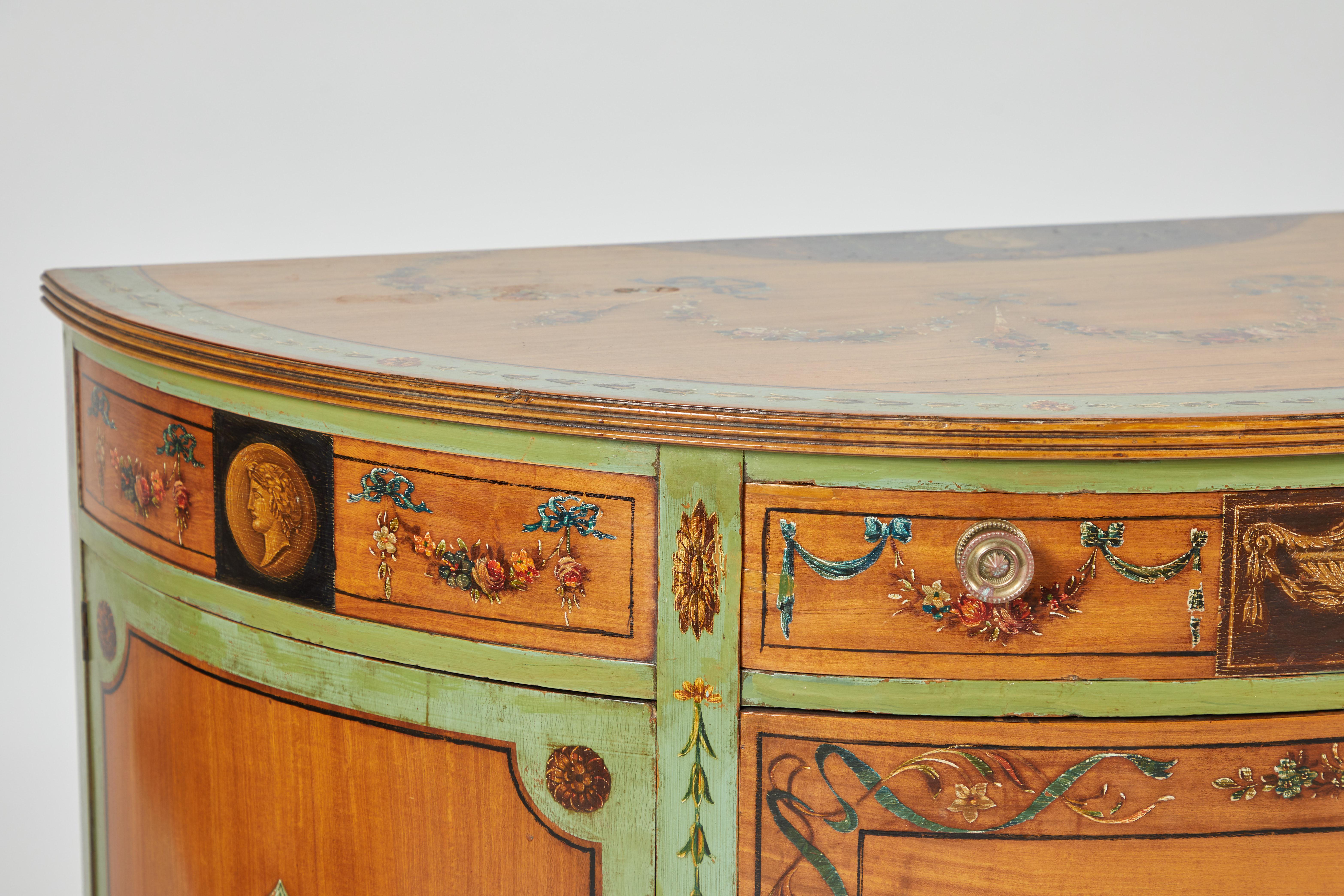 George III Style Painted Satinwood Cabinet In Good Condition In Los Angeles, CA