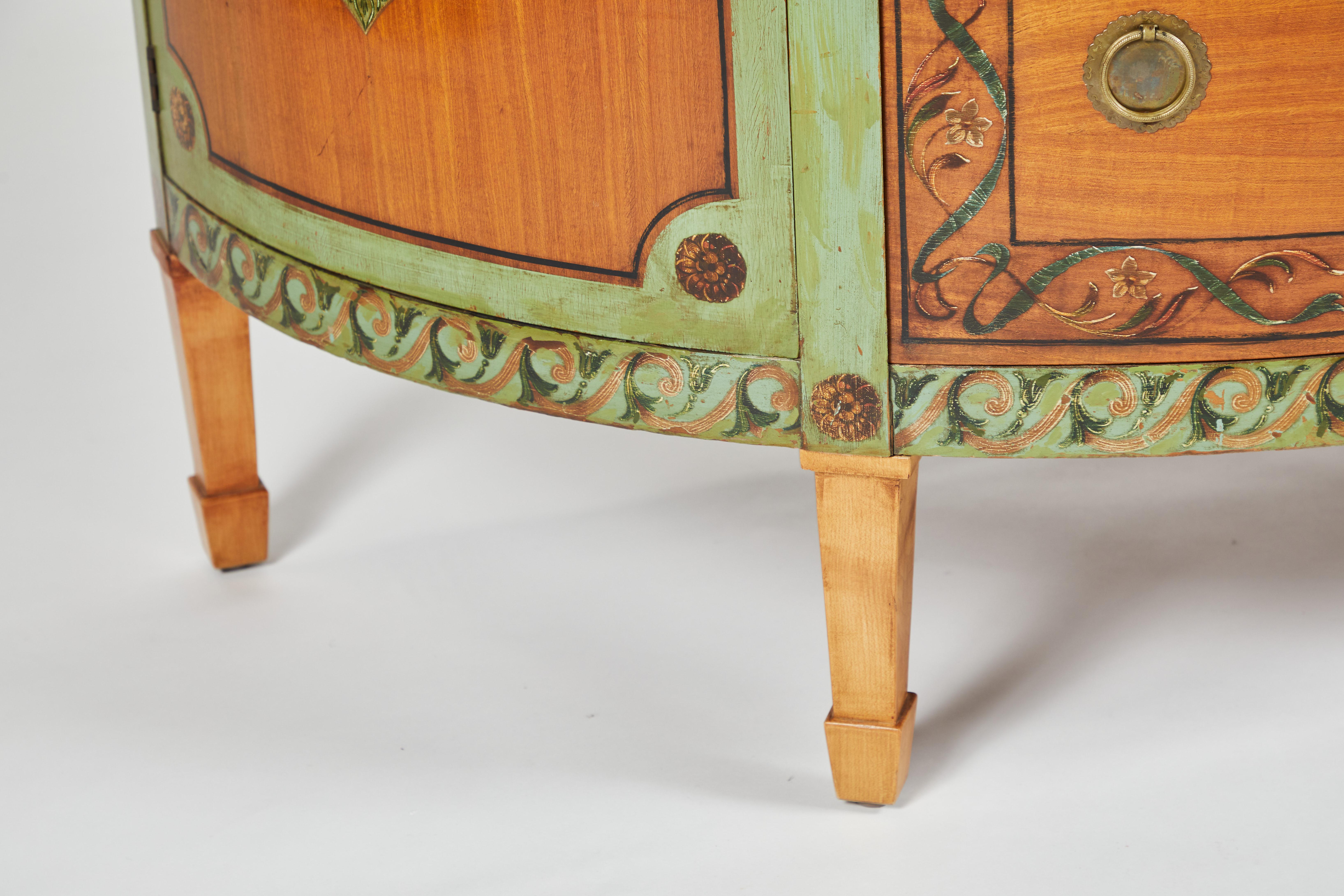 20th Century George III Style Painted Satinwood Cabinet