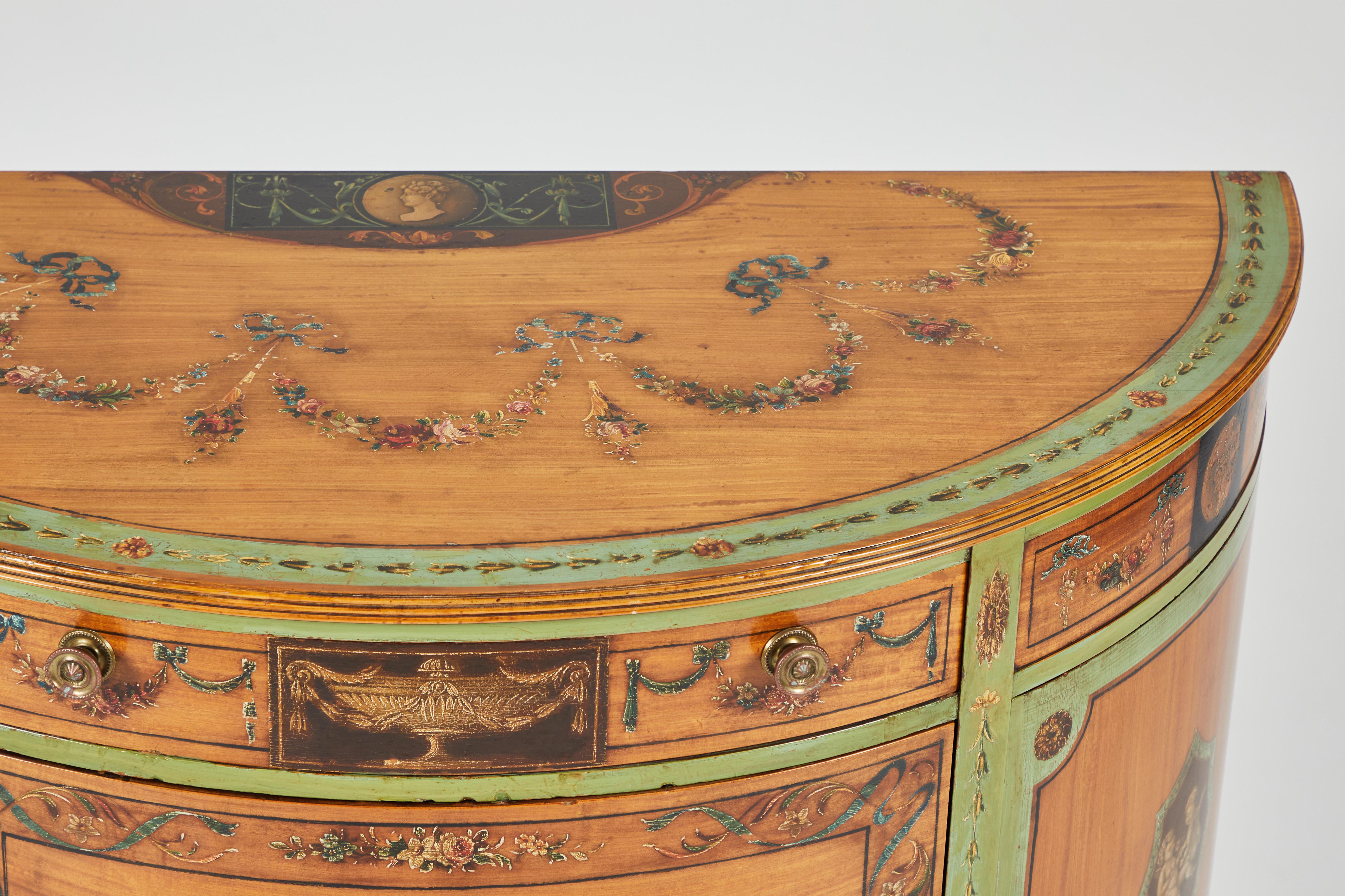 George III Style Painted Satinwood Cabinet 1