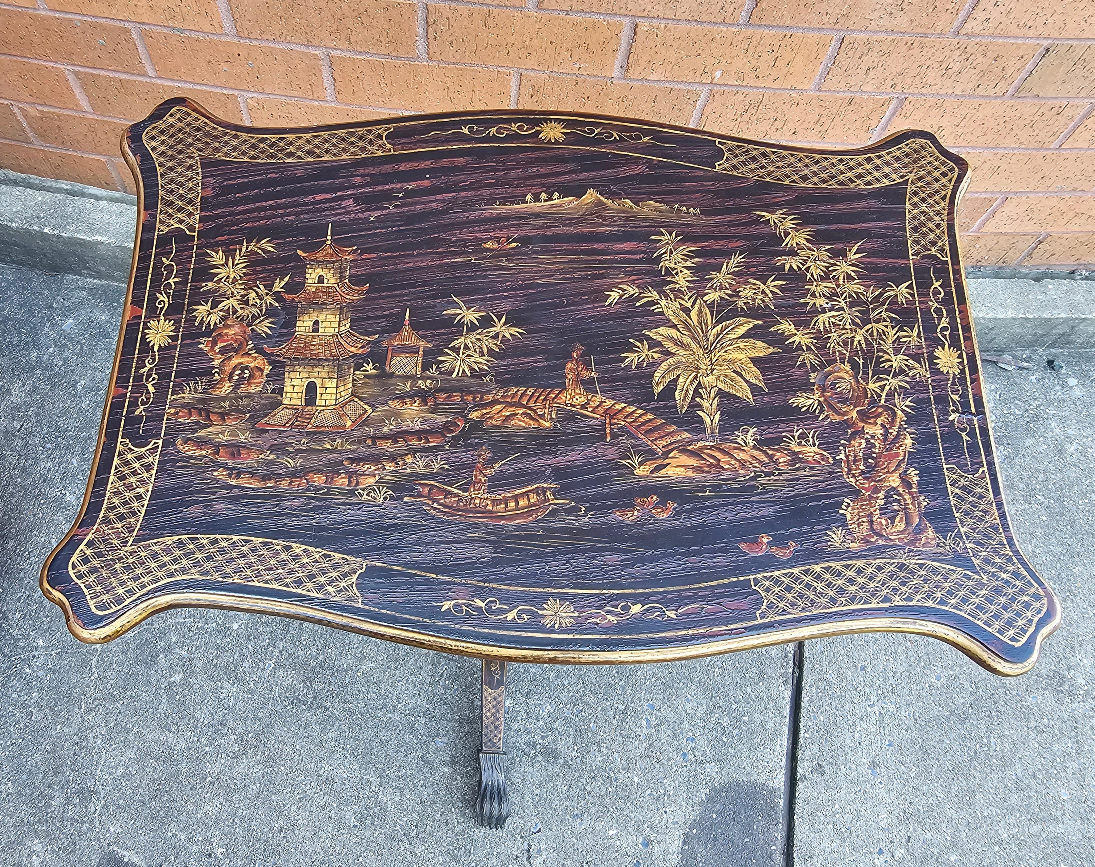 George III Style Partial Gilt and Black Japanned Side Table 3
