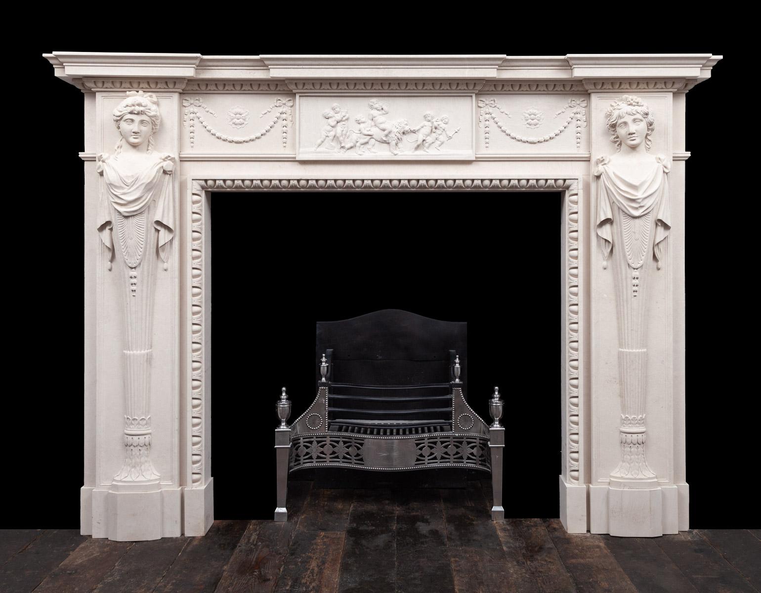 George III Style Portland Stone Mantelpiece In New Condition For Sale In Tyrone, Northern Ireland