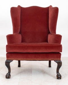George III Style Rose Velvet Upholstered Wingchair