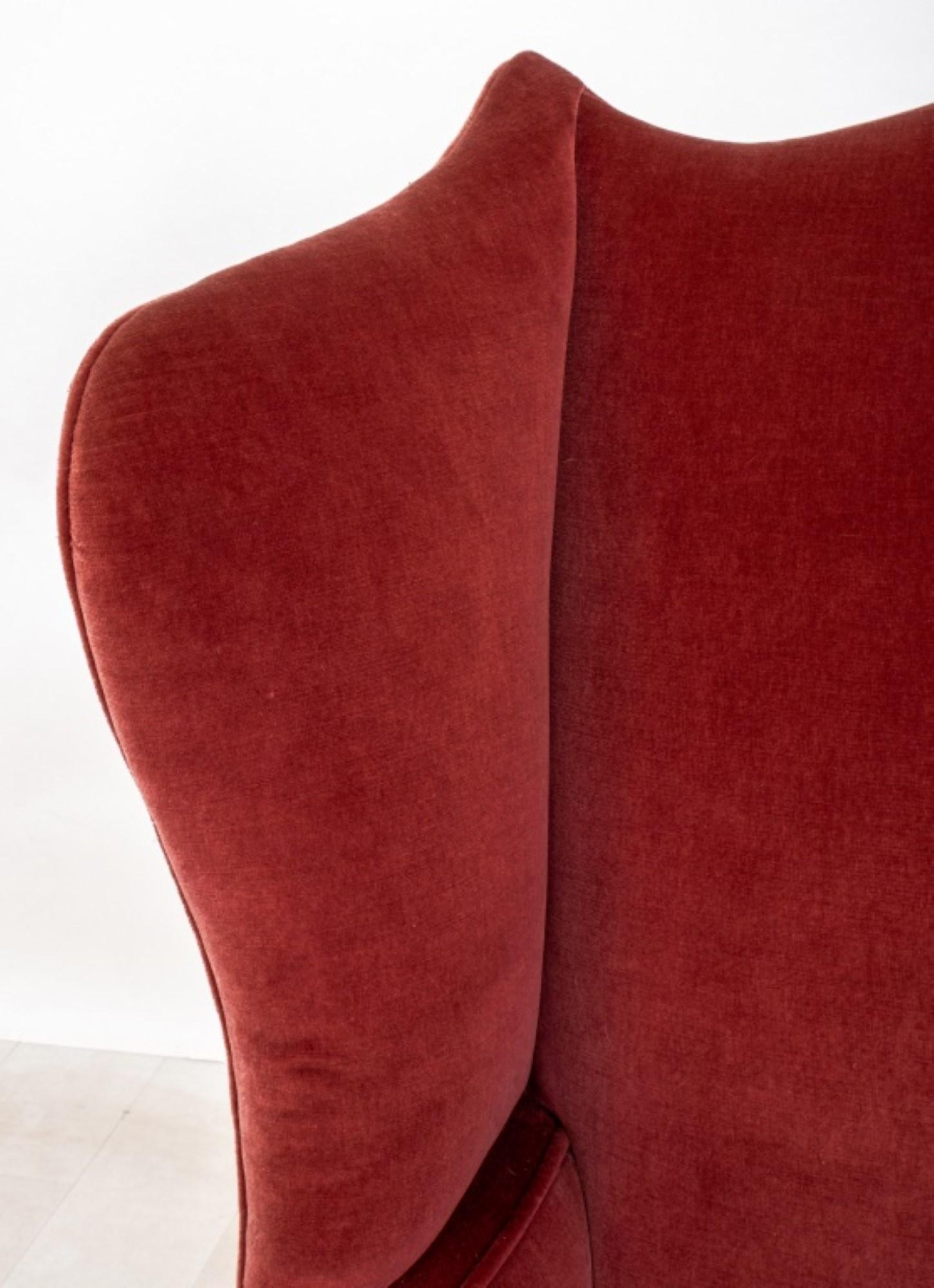 Upholstery George III Style Rose Velvet Upholstered Wingchair For Sale