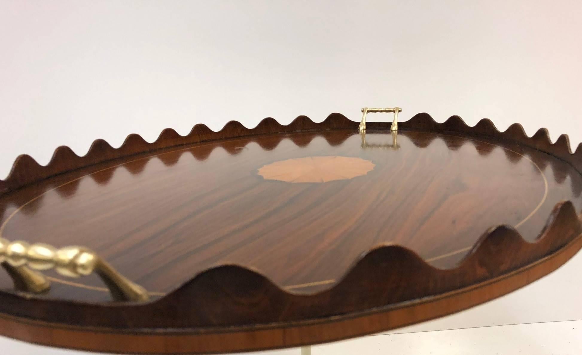 19th Century George III Style Rosewood and Inlay Serving Tray