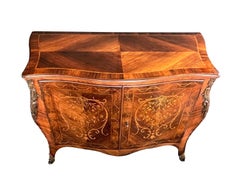 George III Style Rosewood Inlaid Bombé Cabinet in the Manner of John Cobb