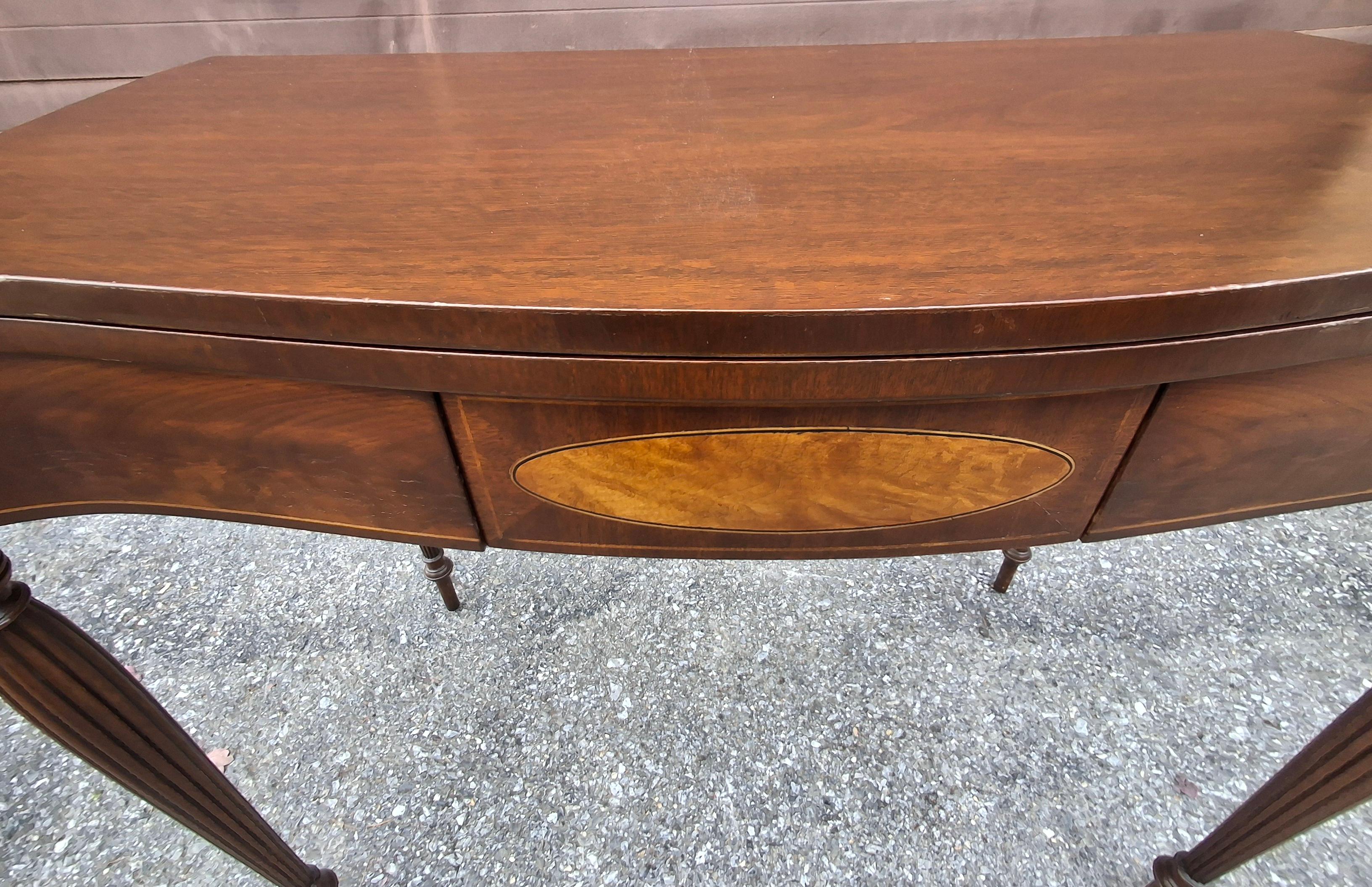 George III Style Satinwood Inlaid Mahogany Fold Top Game Console Table For Sale 8