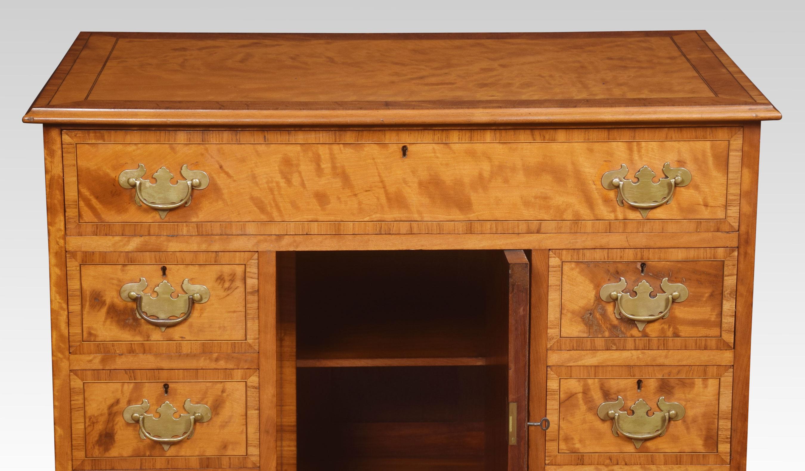 British George III Style Satinwood Kneehole Desk For Sale