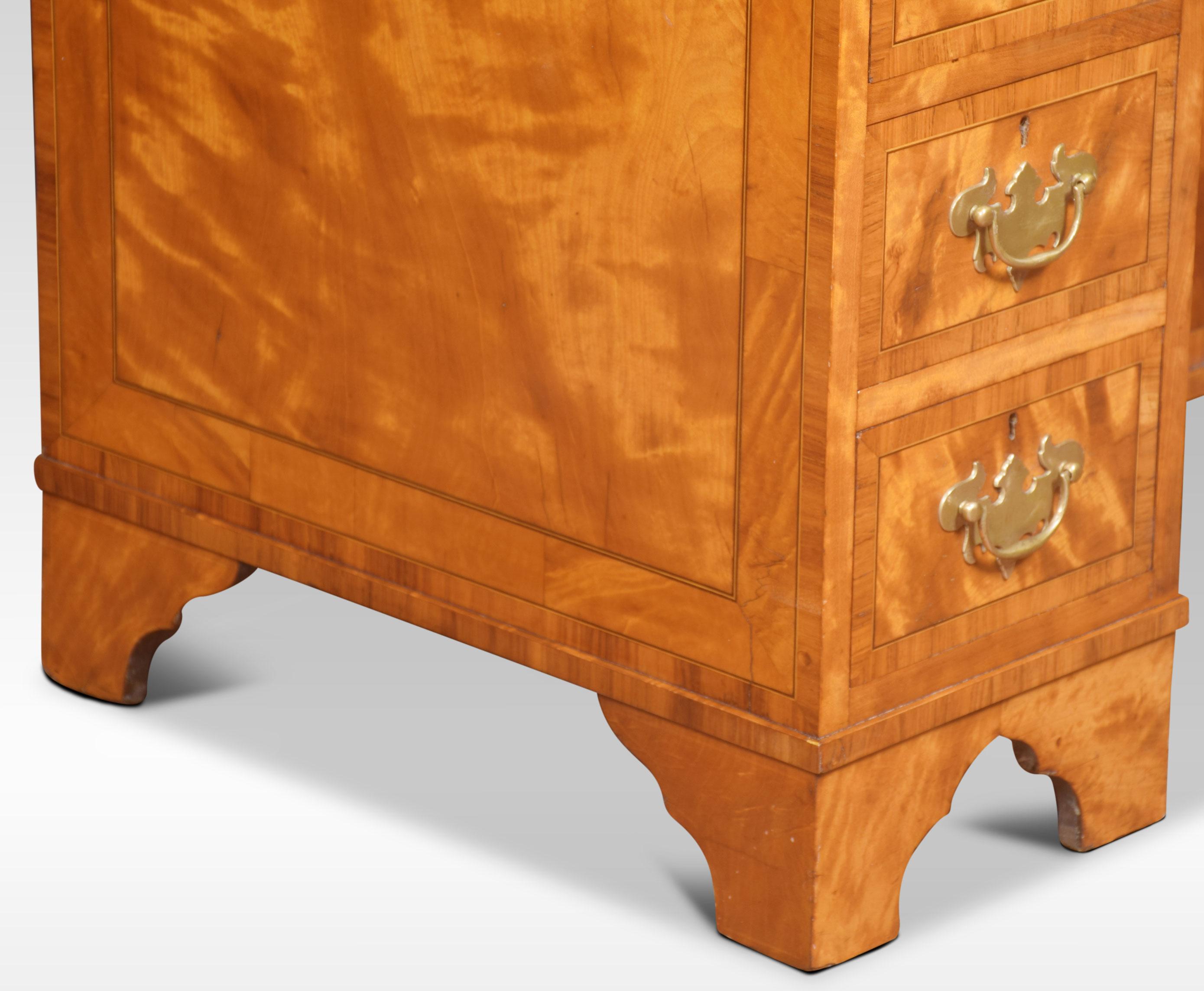 20th Century George III Style Satinwood Kneehole Desk For Sale