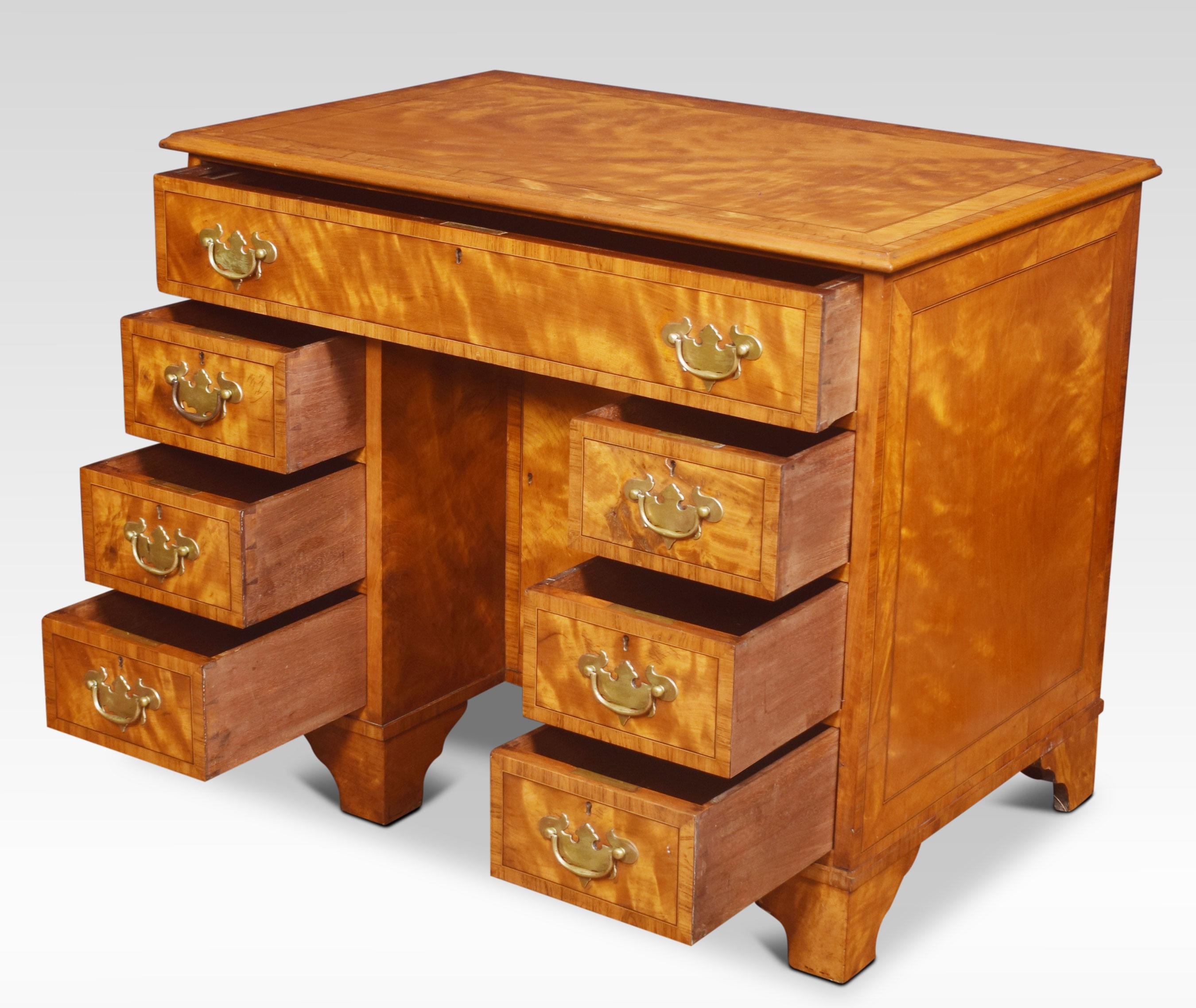 George III Style Satinwood Kneehole Desk For Sale 2