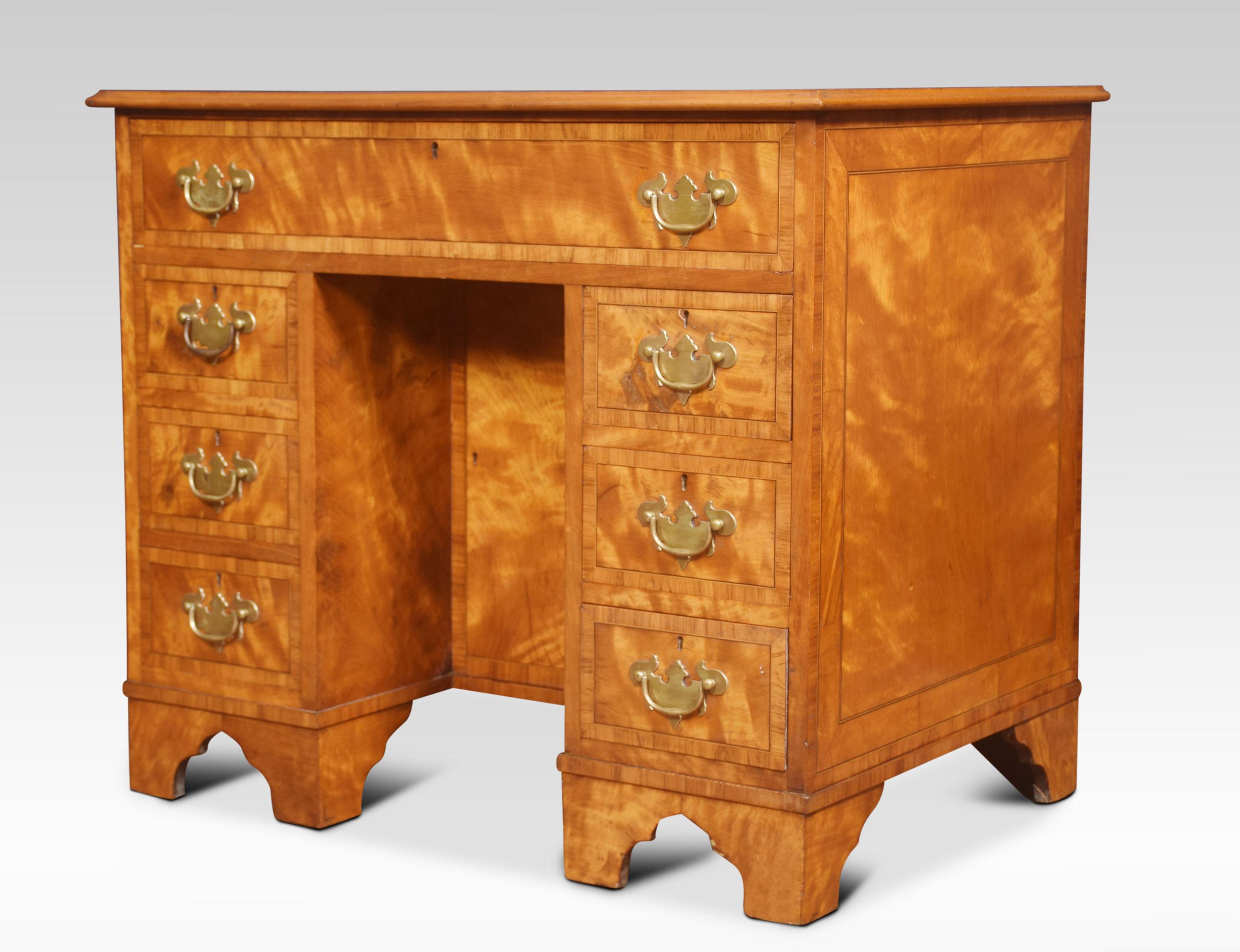 George III Style Satinwood Kneehole Desk For Sale 3