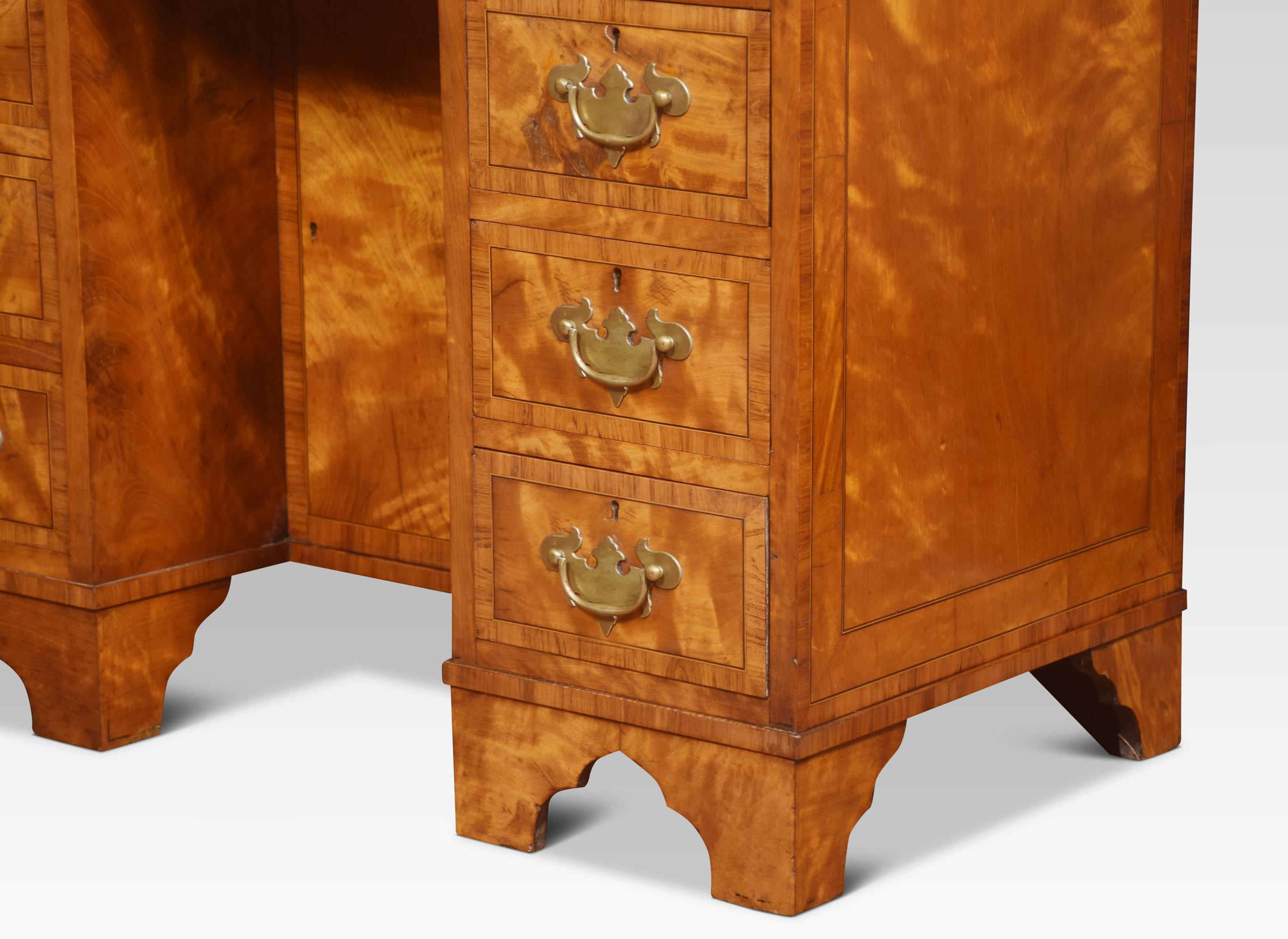 George III Style Satinwood Kneehole Desk For Sale 4