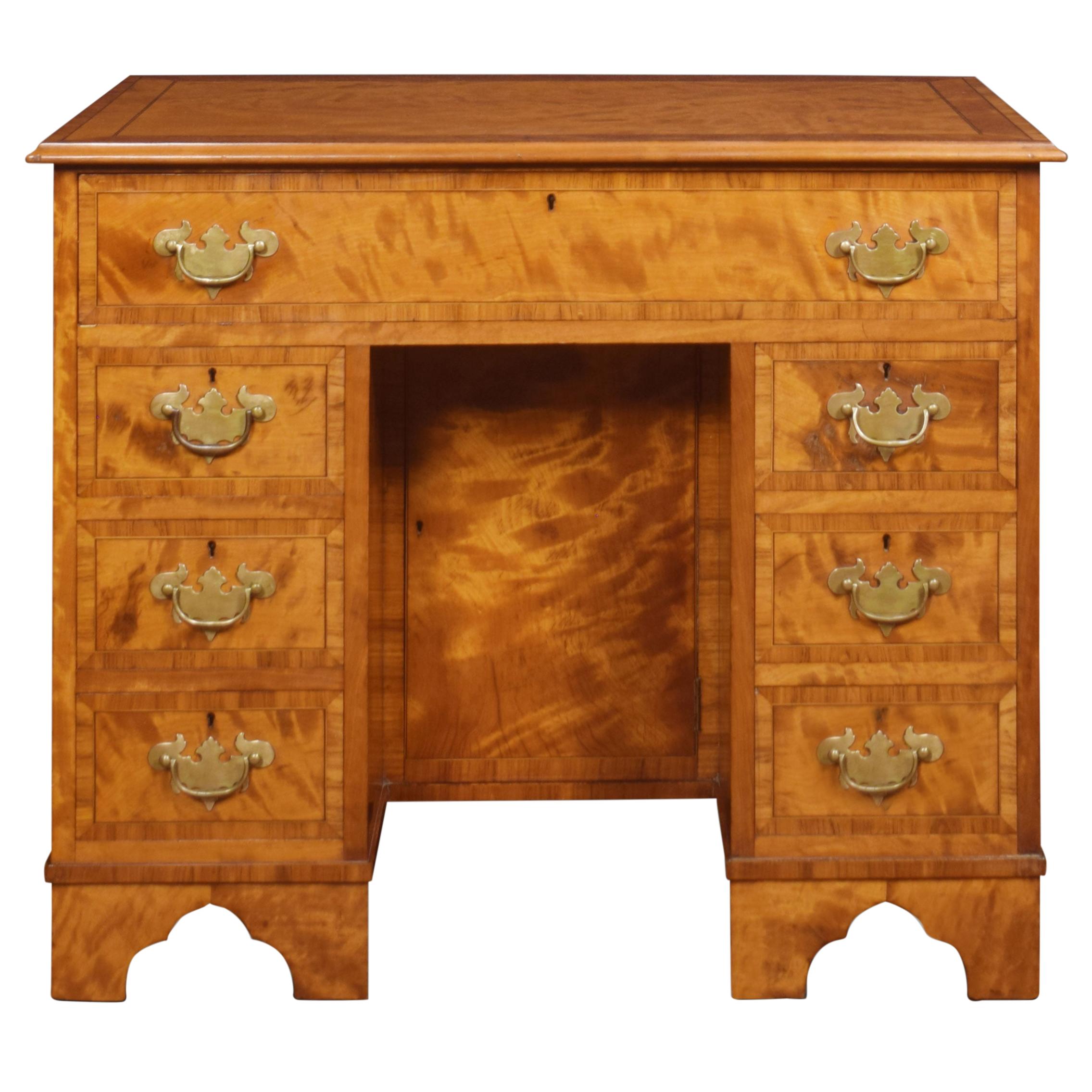 George III Style Satinwood Kneehole Desk