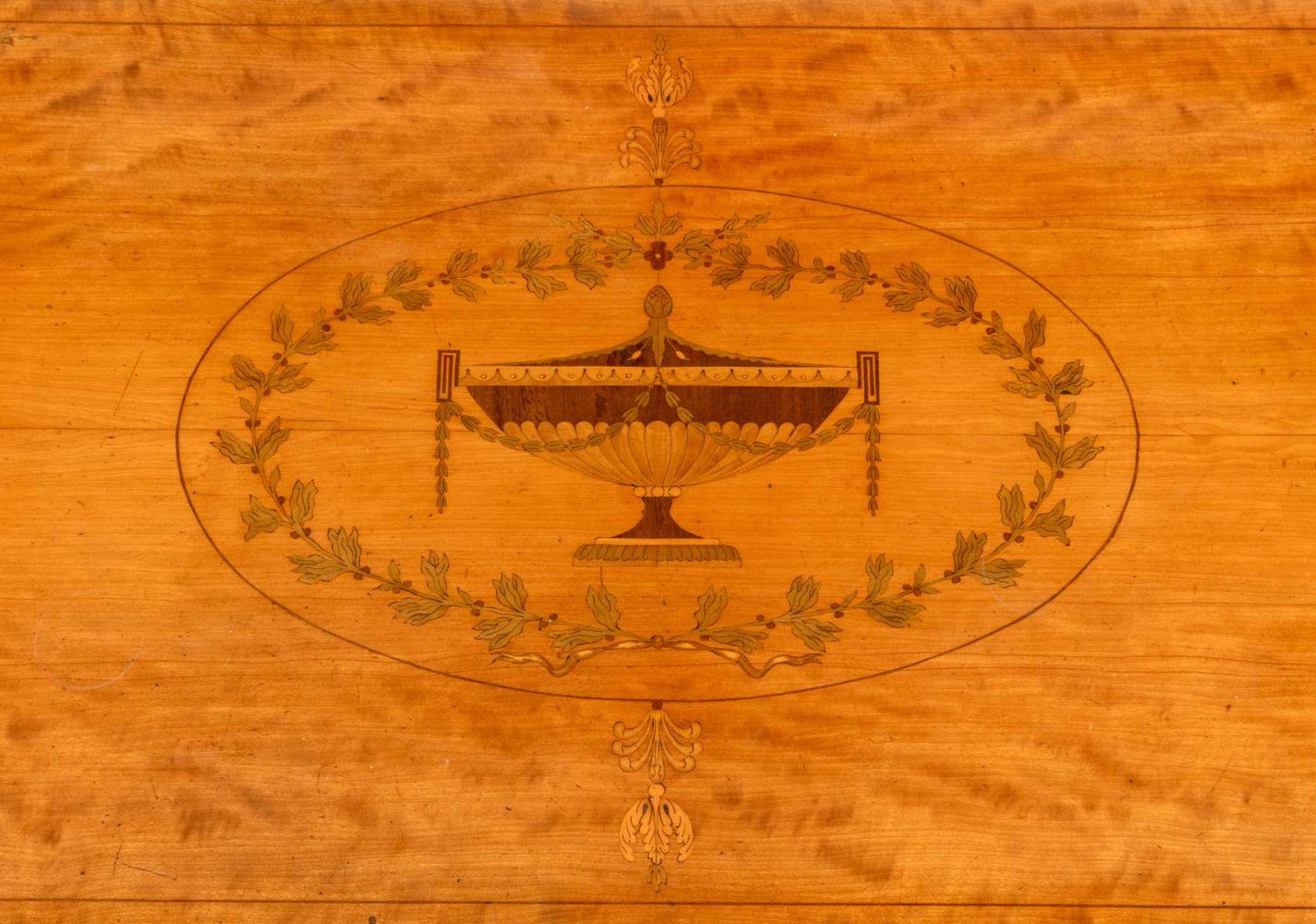 20th Century George III Style Satinwood Marquetry Console Table For Sale