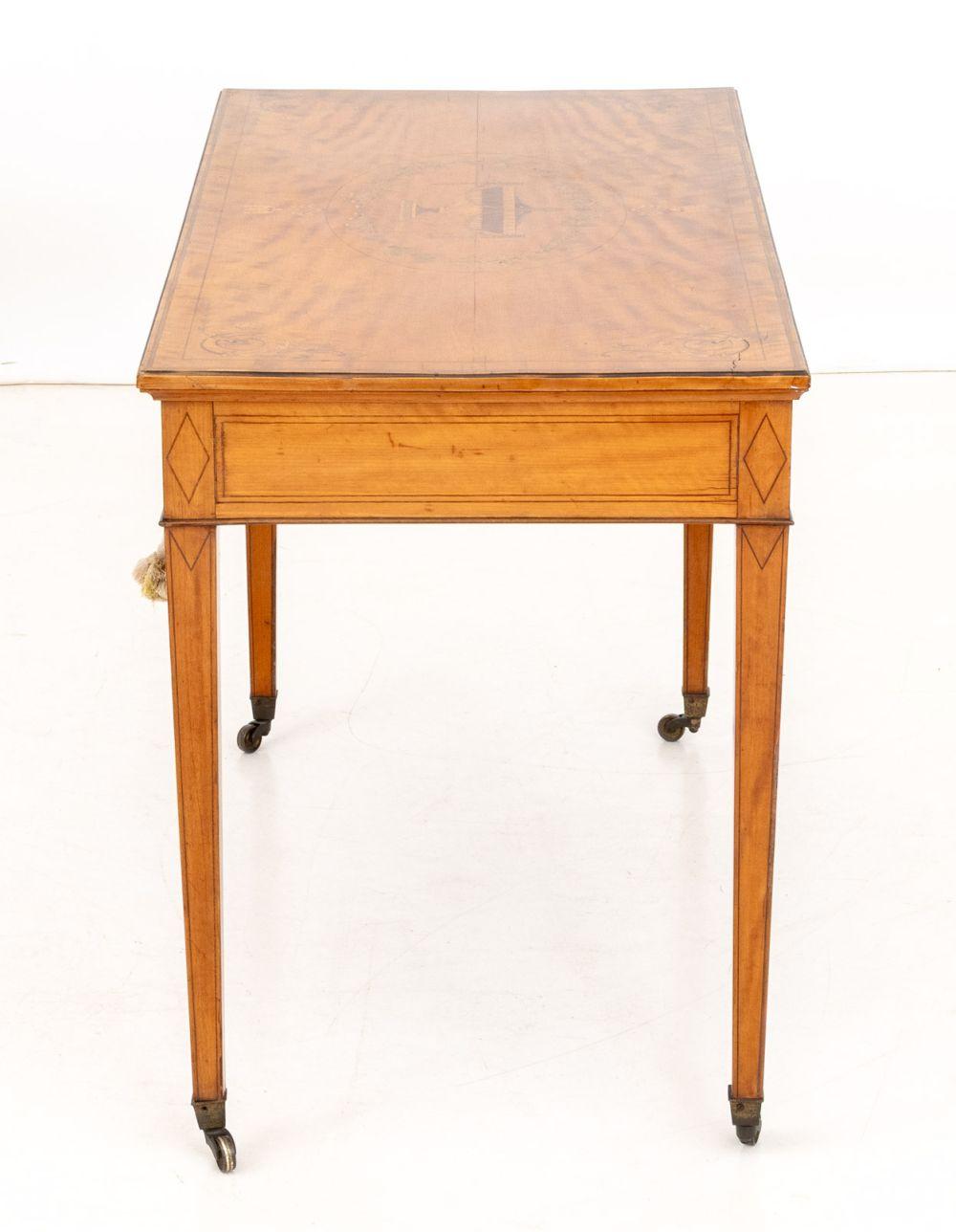 George III Style Satinwood Marquetry Console Table For Sale 2