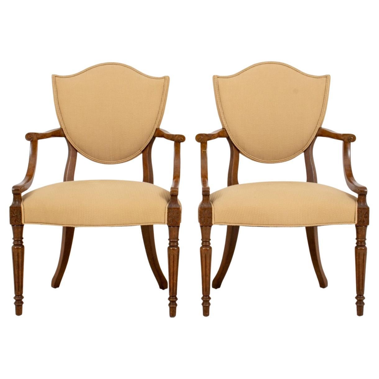 George III Style Shield Back Arm Chairs, Pair