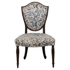 Antique George III Style Shield Back Side Chair with Floral Upholstery, 19th Century