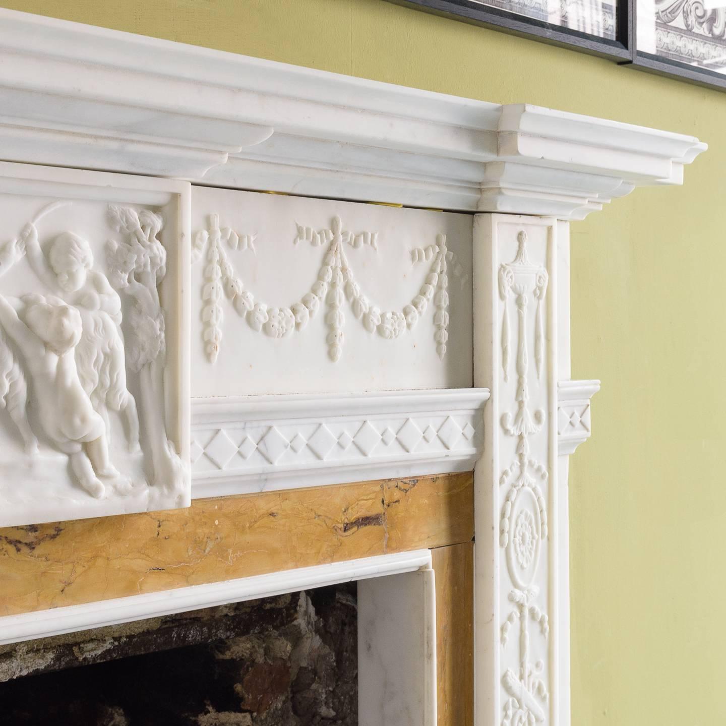 George III Style Statuary and Sienna Marble Fireplace 1