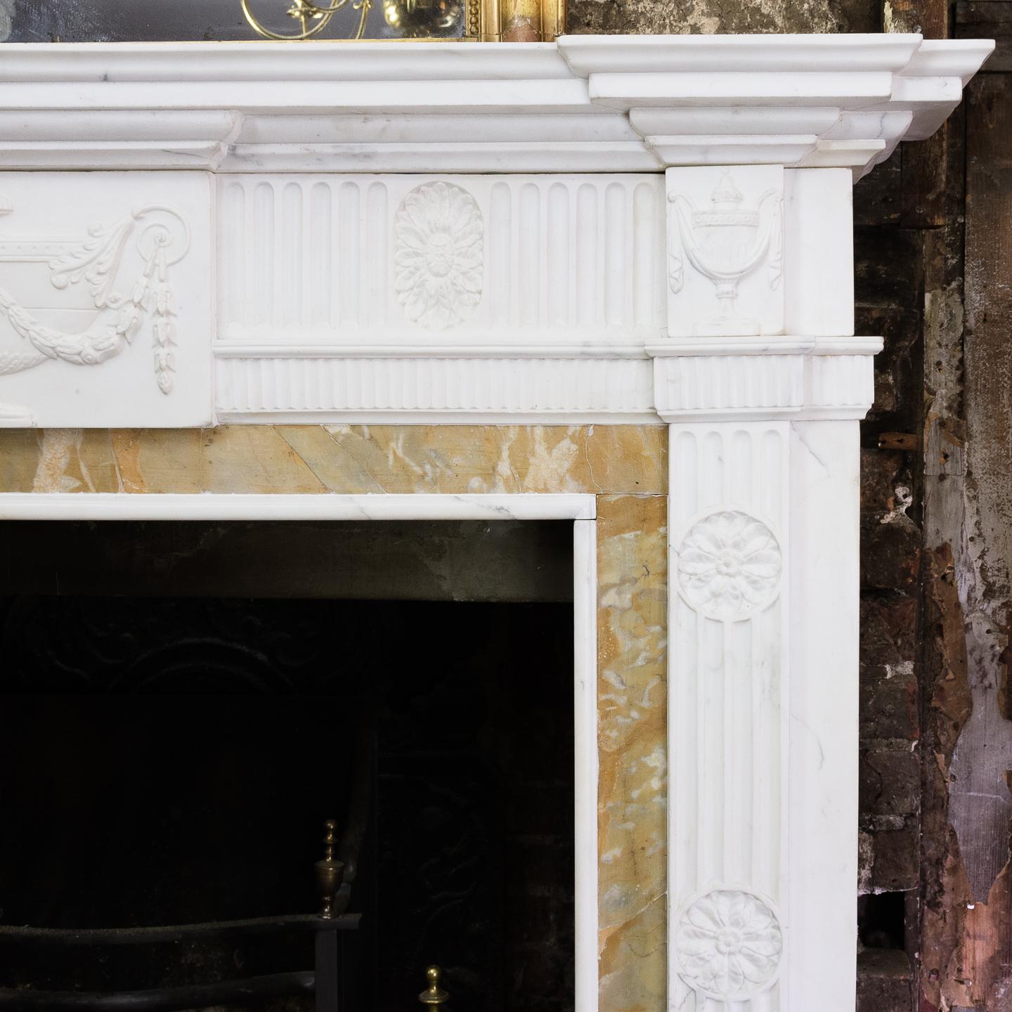 George III Style Statuary and Sienna Marble Neoclassical Fireplace 9