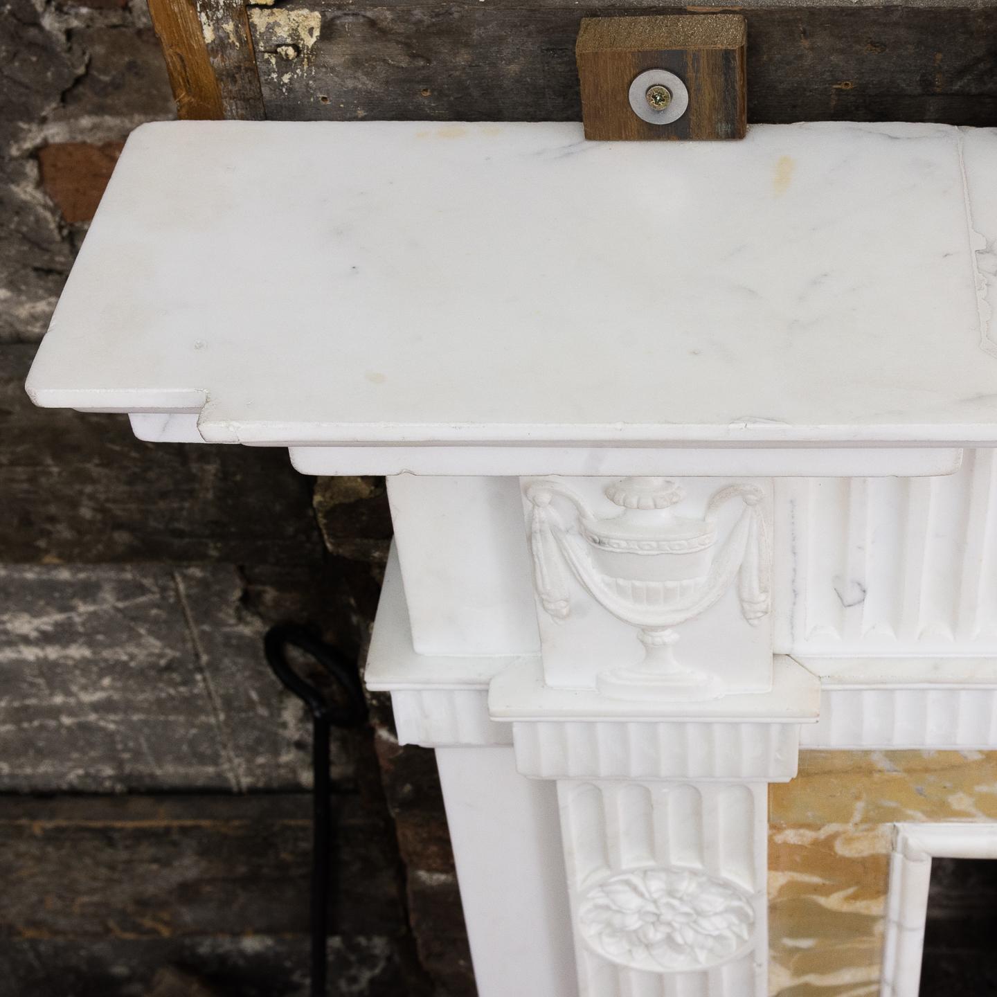 British George III Style Statuary and Sienna Marble Neoclassical Fireplace