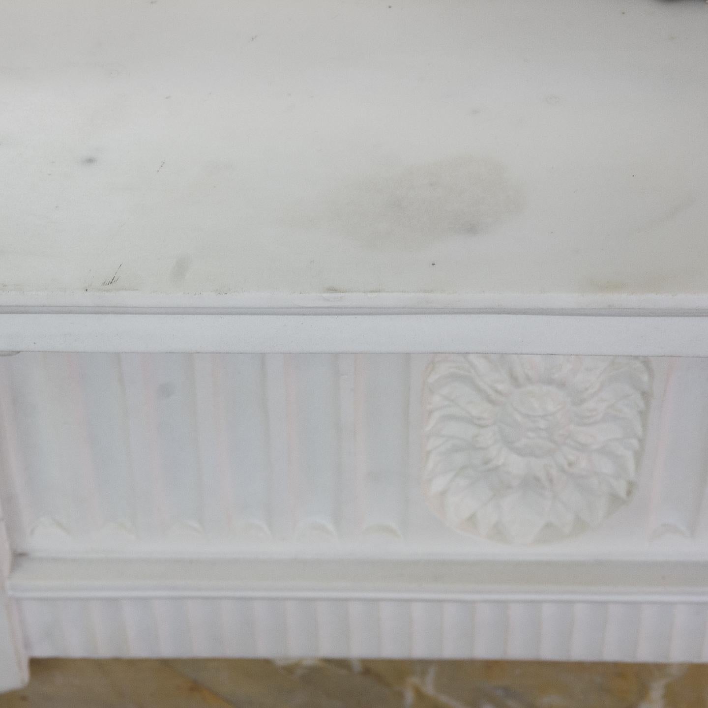 Hand-Carved George III Style Statuary and Sienna Marble Neoclassical Fireplace