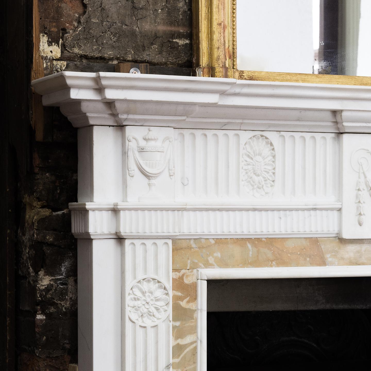 George III Style Statuary and Sienna Marble Neoclassical Fireplace In Good Condition In London, GB