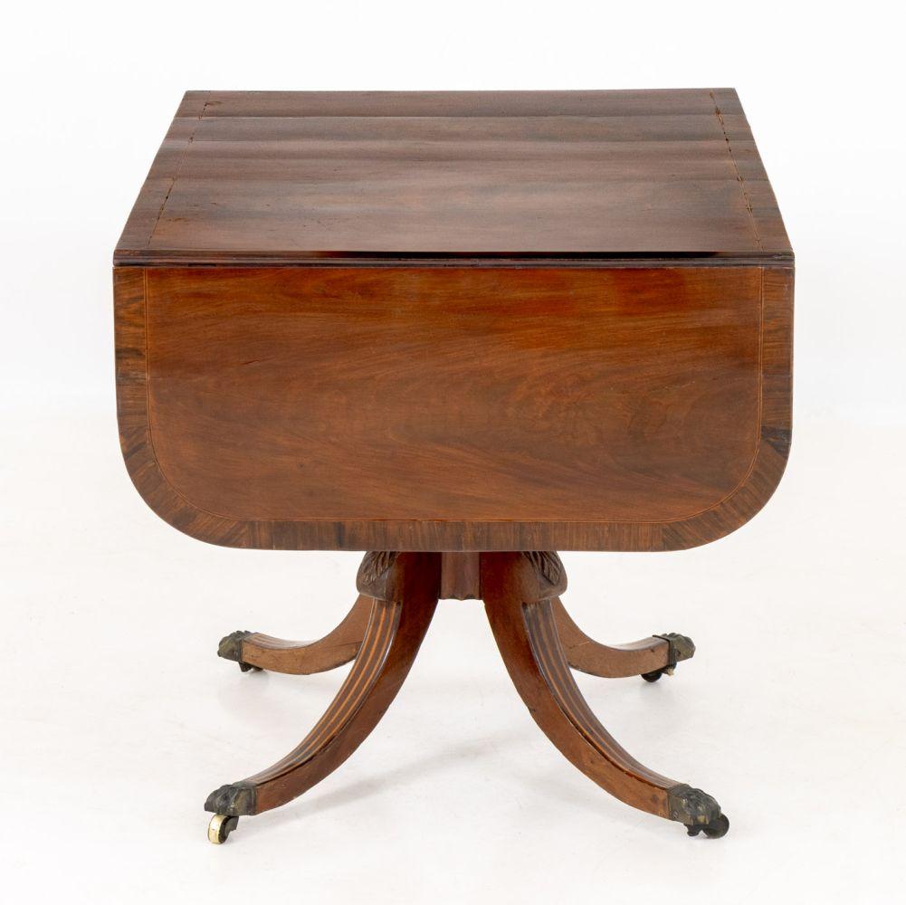 George III Style String Inlaid Mahogany Sofa Table For Sale 2